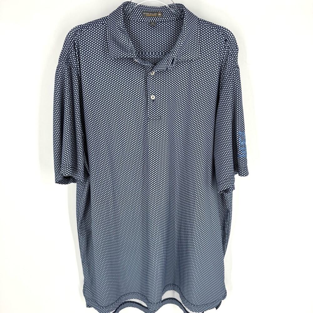Peter Millar Patterned Polo Shirt Blue Size Men’s XL